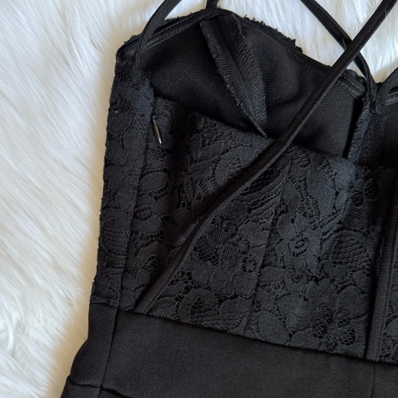 Y2K Express Strappy Black Lace Cutout Bodycon Dress 0 - Picture 9 of 11